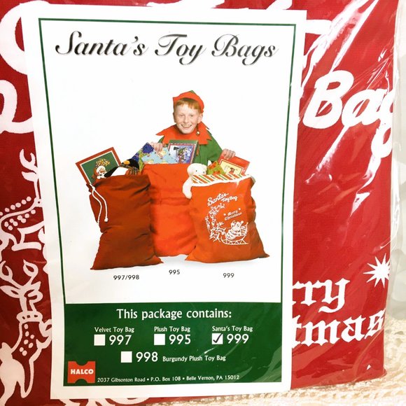 Halco “Merry Christmas” Santa Claus Toy Bag with Drawstring #999  NWT VTG - Picture 5 of 9